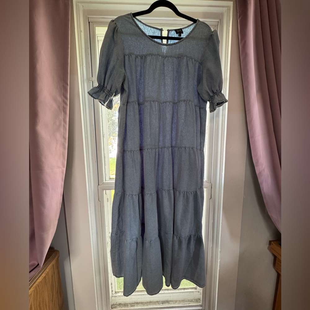 Blue Puff Sleeve denim Sundress